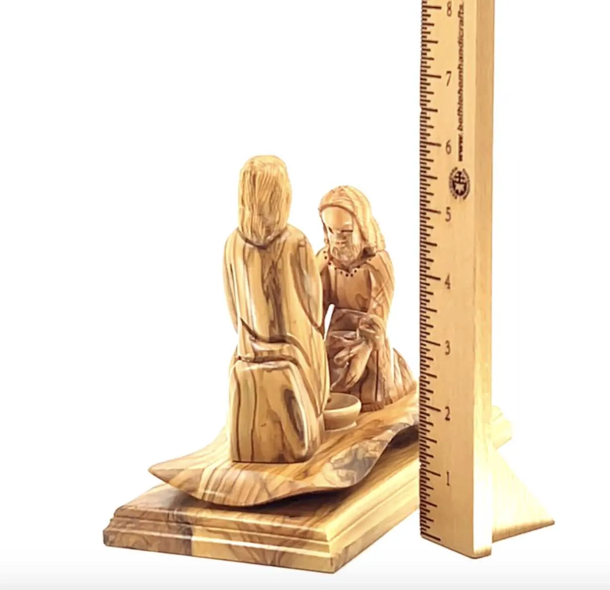 Jesus Christ Washing of the Feet Sculpture, 7.5 Carving from Holy Land Olive Wood