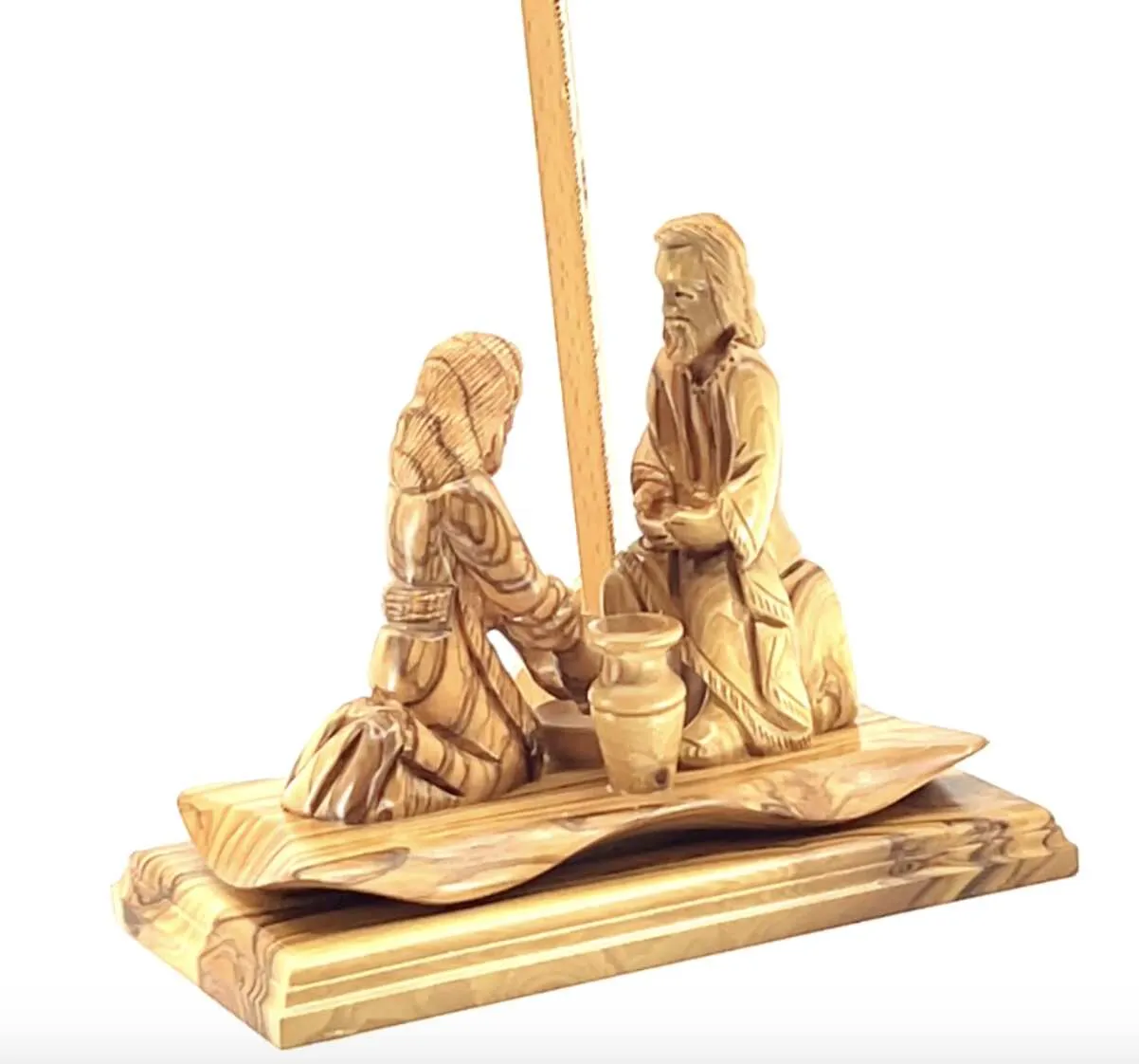 Jesus Christ Washing of the Feet Sculpture, 7.5 Carving from Holy Land Olive Wood