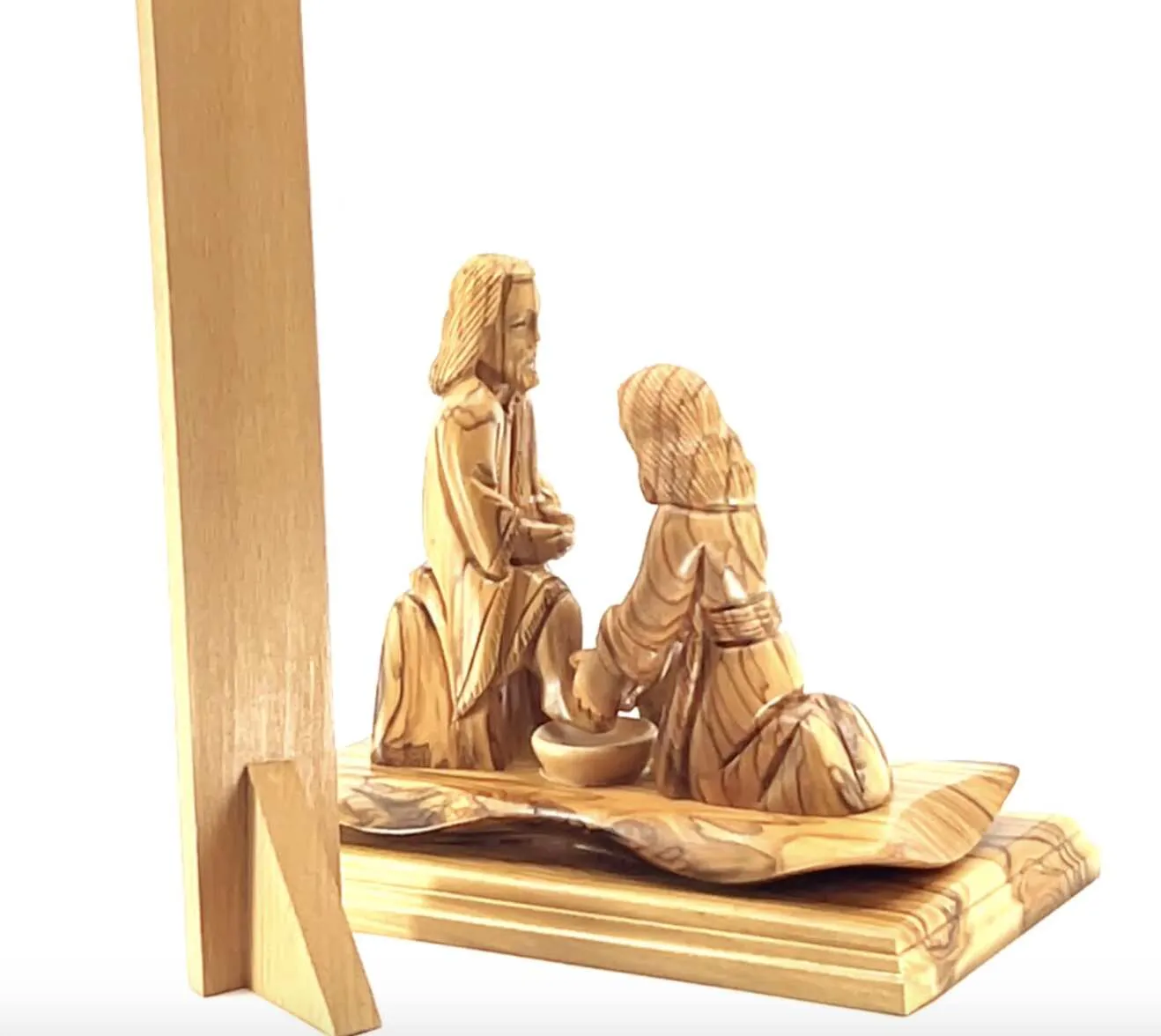 Jesus Christ Washing of the Feet Sculpture, 7.5 Carving from Holy Land Olive Wood