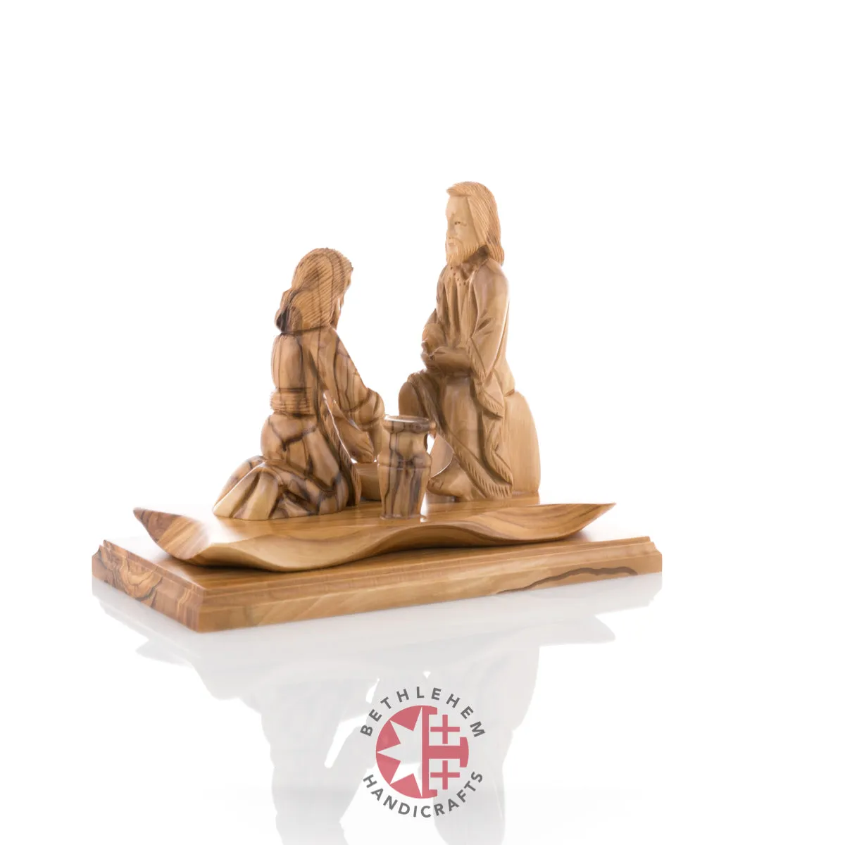 Jesus Christ Washing of the Feet Sculpture, 7.5 Carving from Holy Land Olive Wood