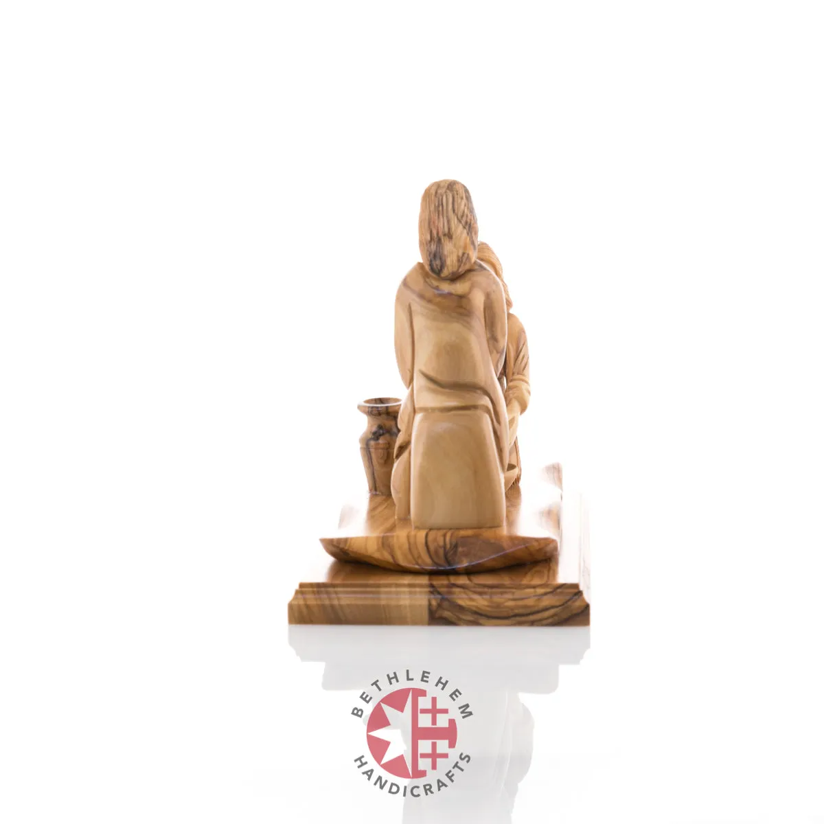 Jesus Christ Washing of the Feet Sculpture, 7.5 Carving from Holy Land Olive Wood