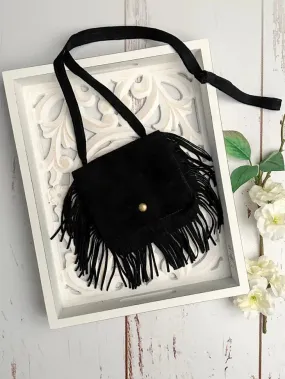 KARA BOHO FRINGE CROSS BODY GIRLS BAG | BLACK