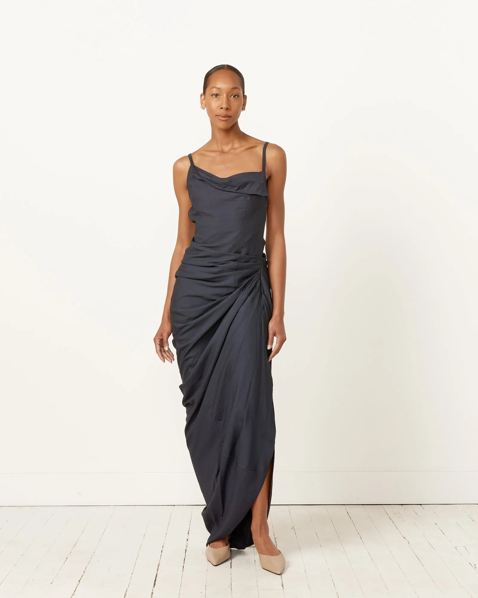 La Robe Saudade Loungue Dress in Dark Navy