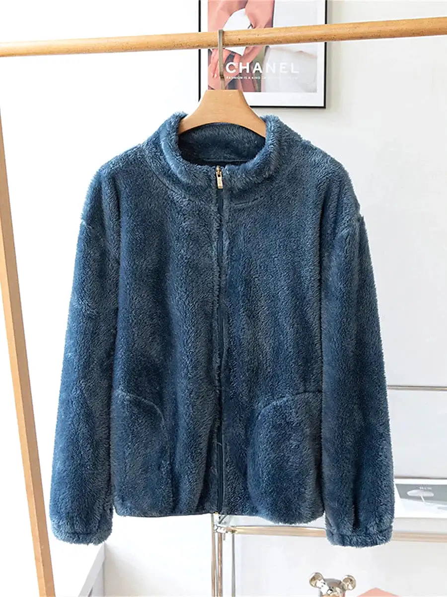 Ladies' Warm Zip-up Sherpa Teddy Coat for Winter