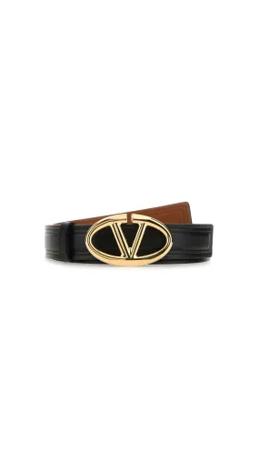 Leather Reversible Belt  - Black