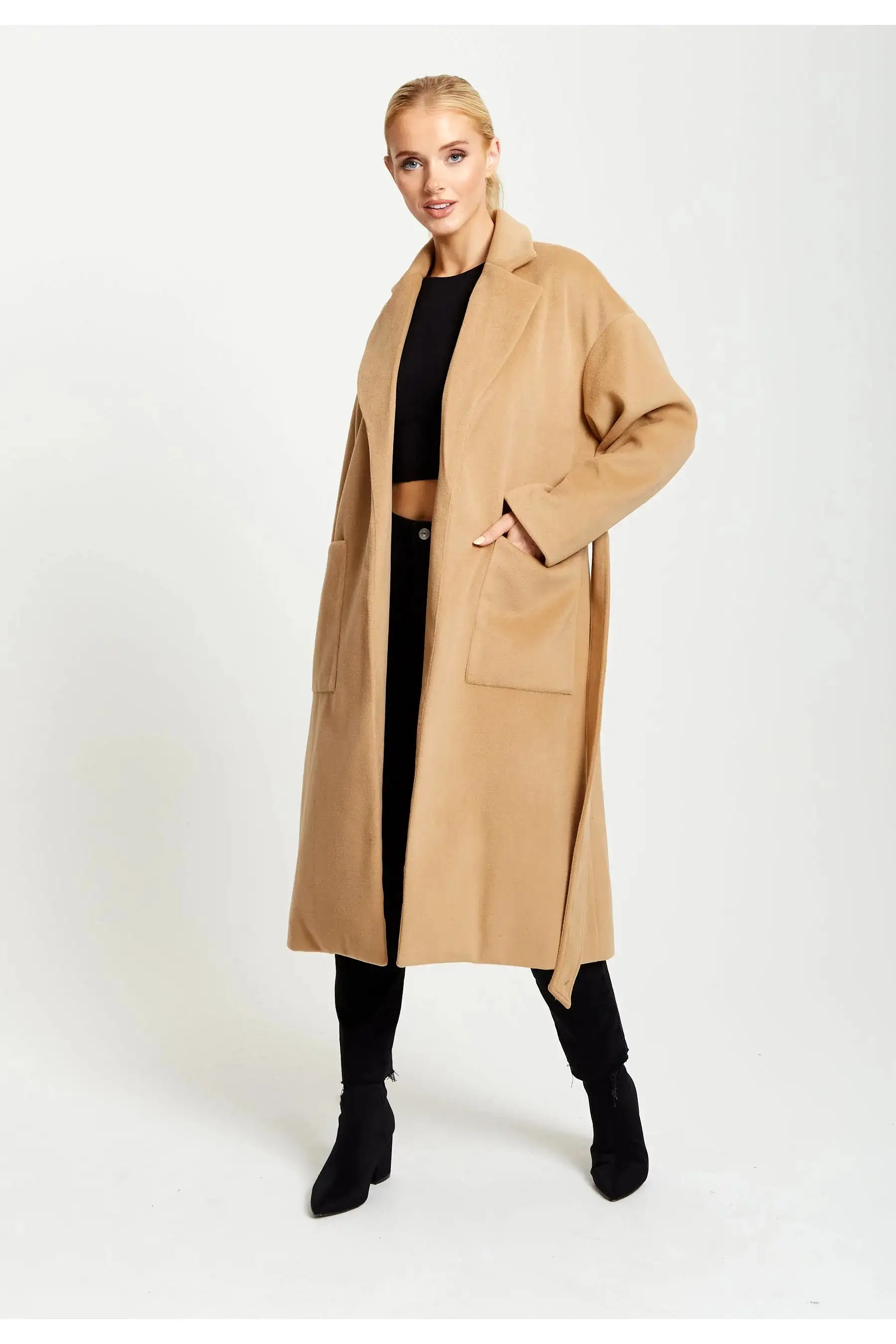 Liquorish Belted Longline Coat