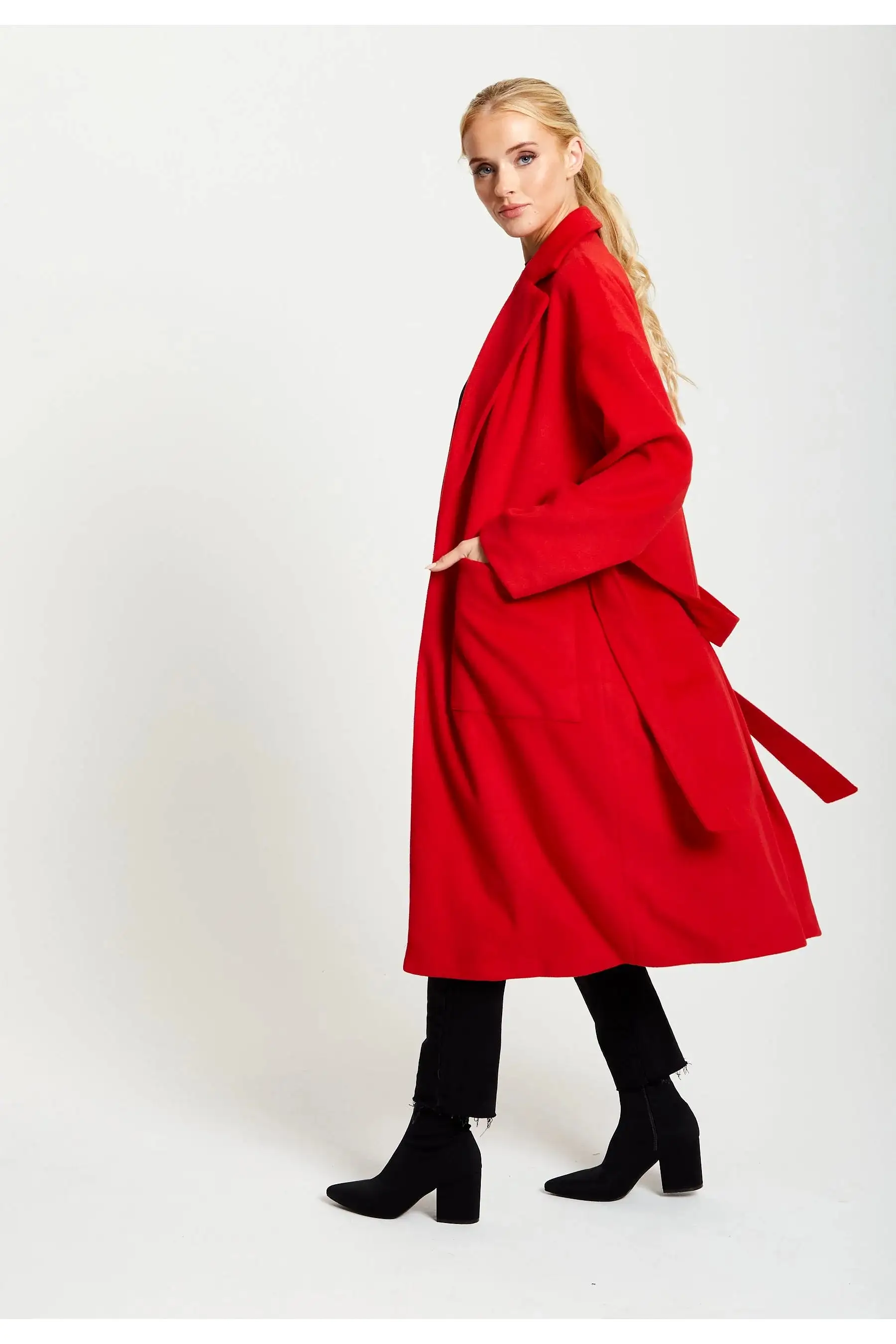 Liquorish Belted Longline Coat