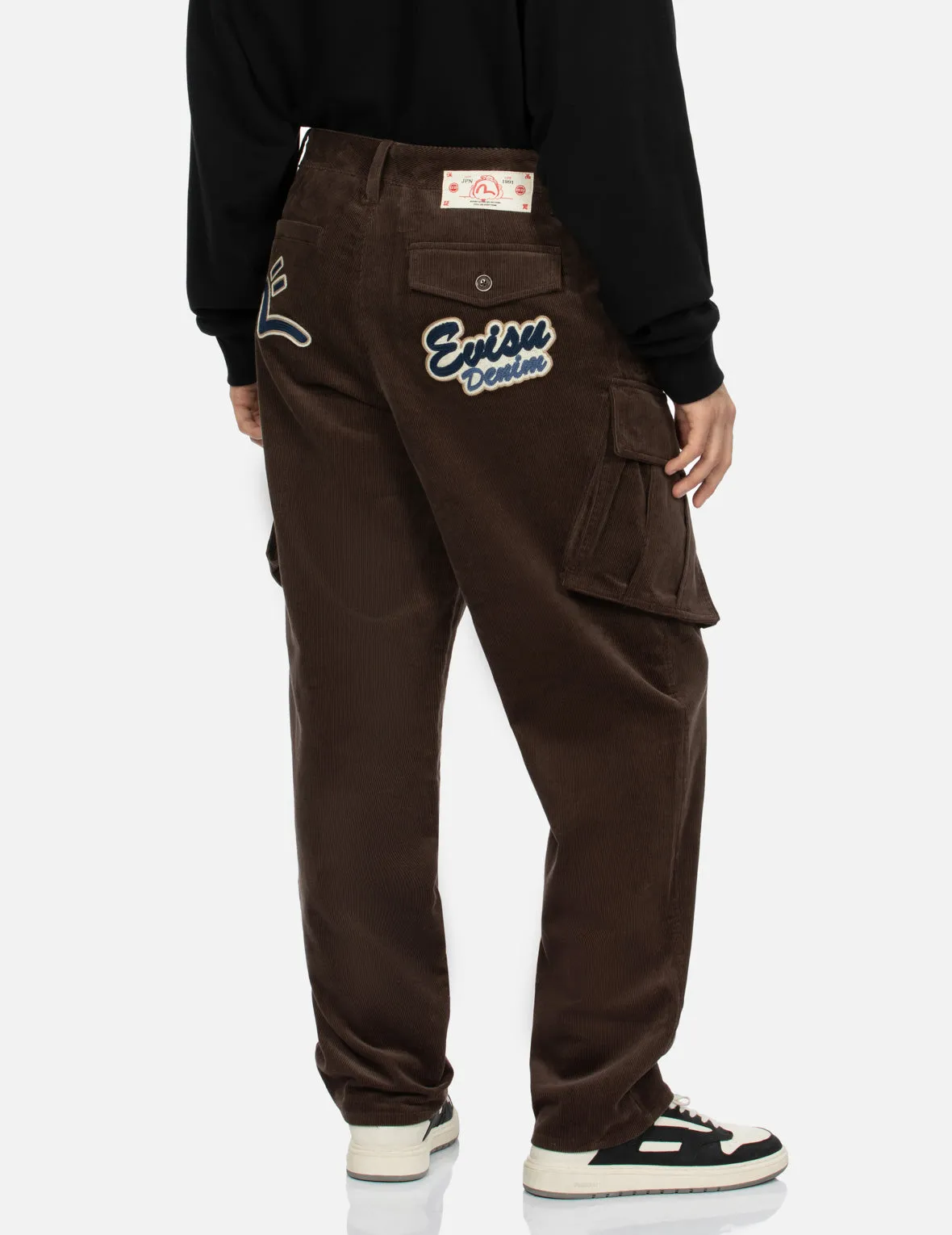 Logo and Seagull Embroidery Relax Fit Corduroy Pants