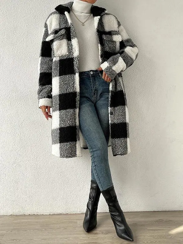 Loose Plaid Women Winter Coat