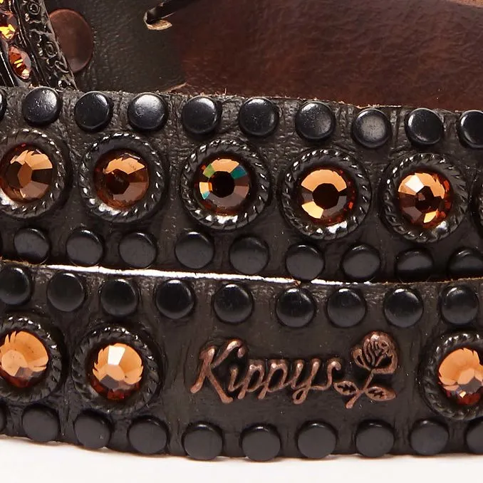 LOW BELT WITH SWAROVSKY BUCKLE STUDS Woman Black Bronze