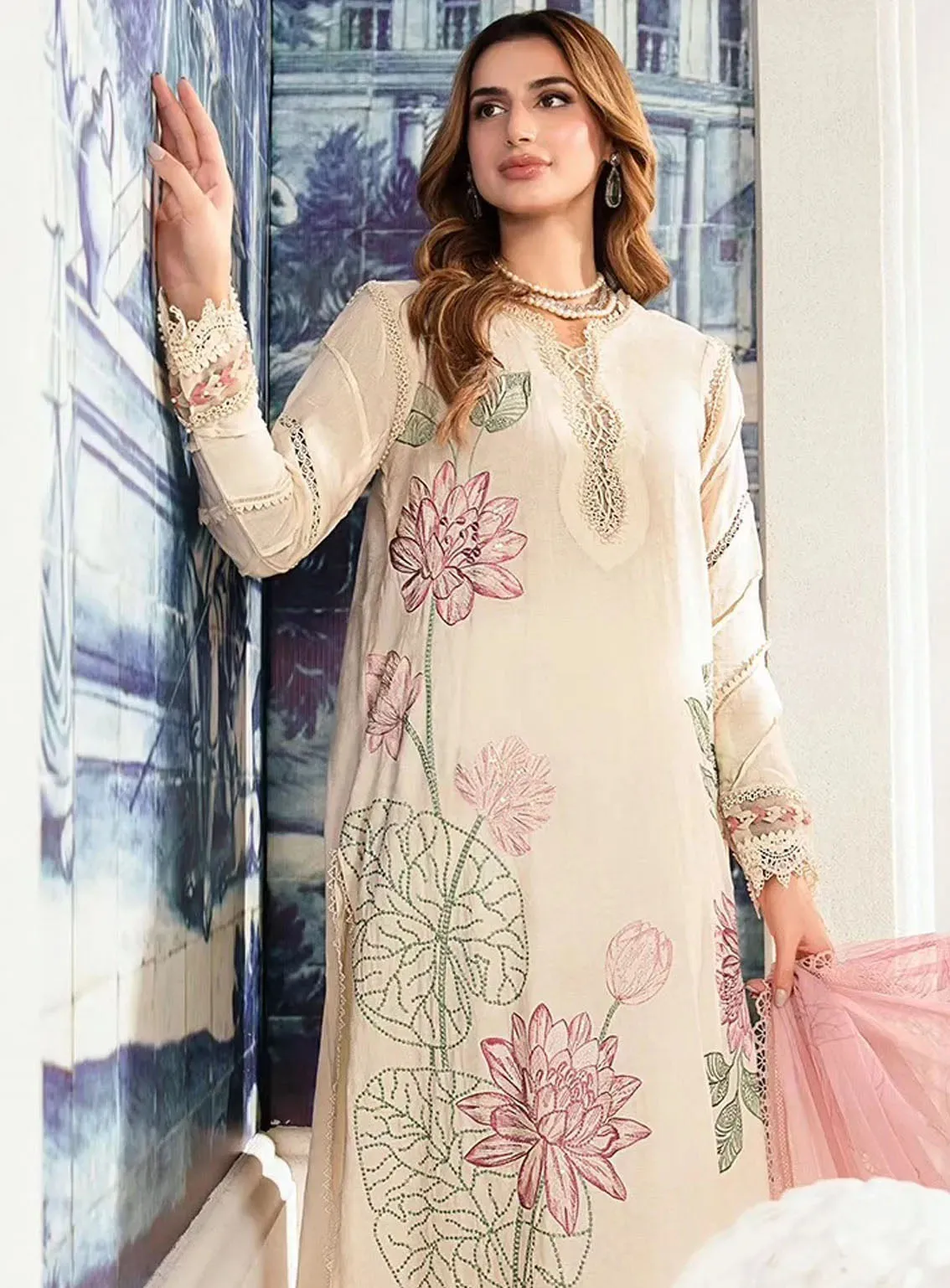 M Prints By Maria B Eid Embroidered Lawn 3 Piece Unstitched Suit MB24E2 1A