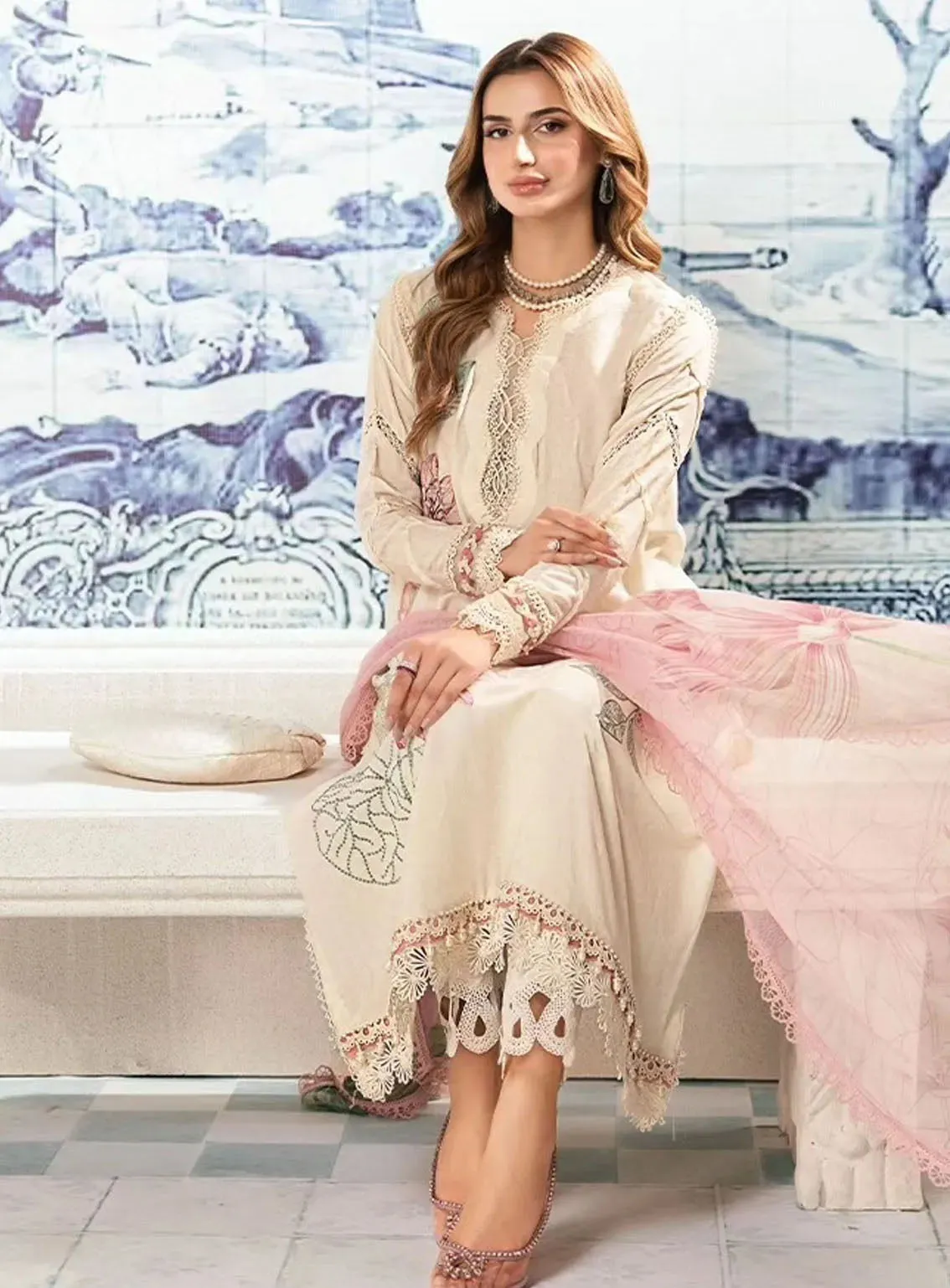 M Prints By Maria B Eid Embroidered Lawn 3 Piece Unstitched Suit MB24E2 1A