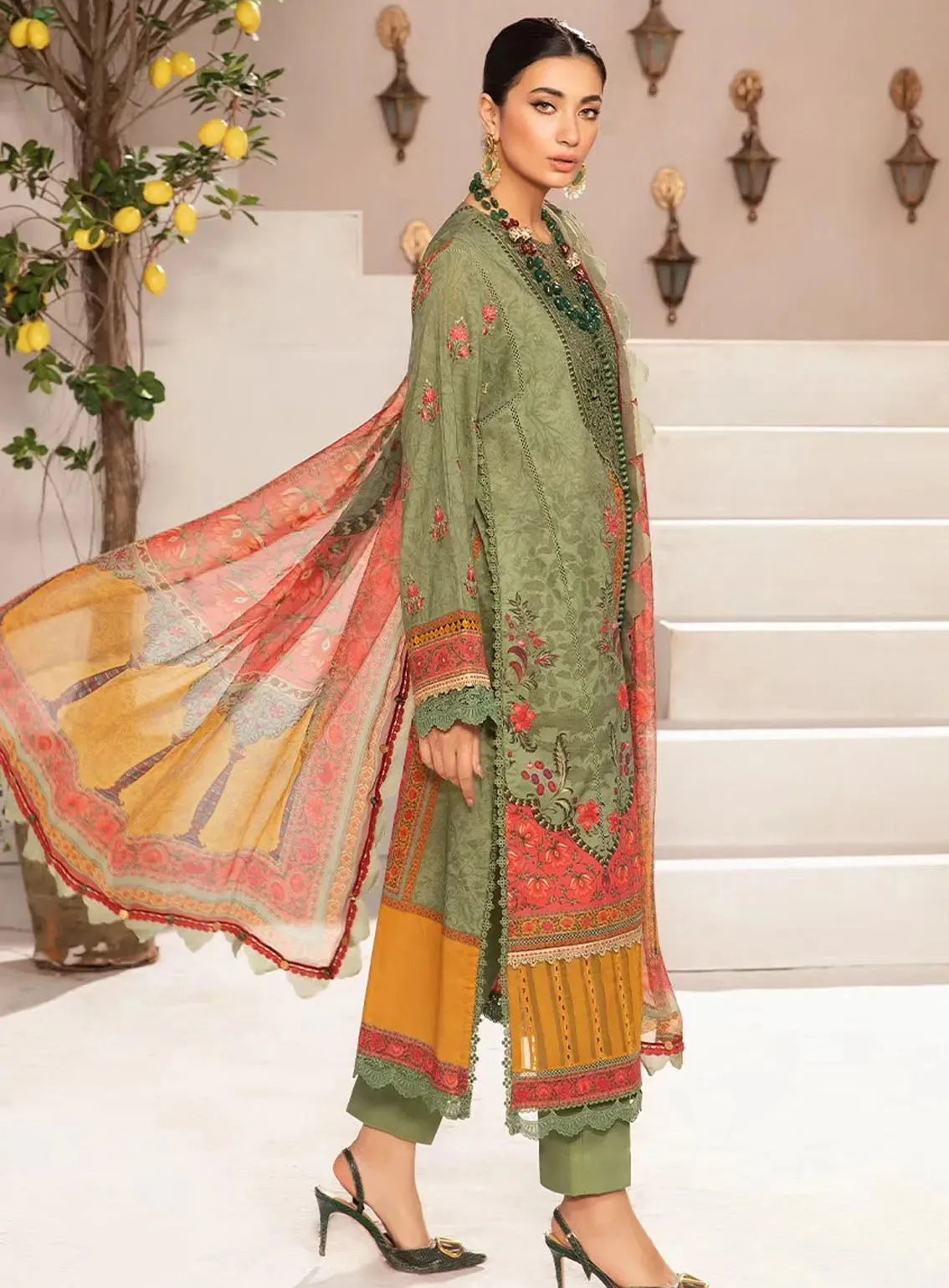 M Prints By Maria B Eid Embroidered Lawn 3 Piece Unstitched Suit MB24E2 6A