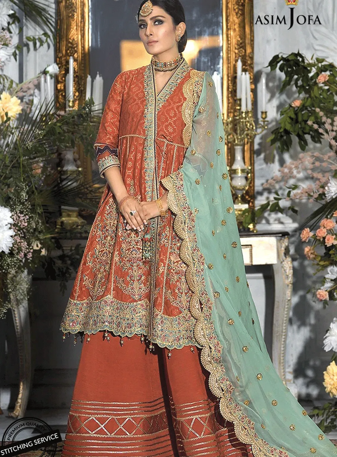 Mahsa By Asim Jofa Embroidered Cotton Net Unstitched 3 Piece Suit - AJ21MF-09