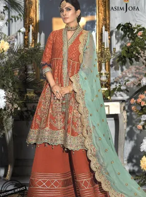 Mahsa By Asim Jofa Embroidered Cotton Net Unstitched 3 Piece Suit - AJ21MF-09