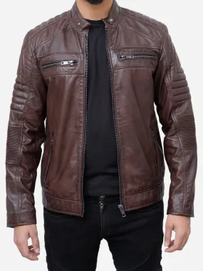 Matthew Brown Padded Leather Motorcycle Jacket