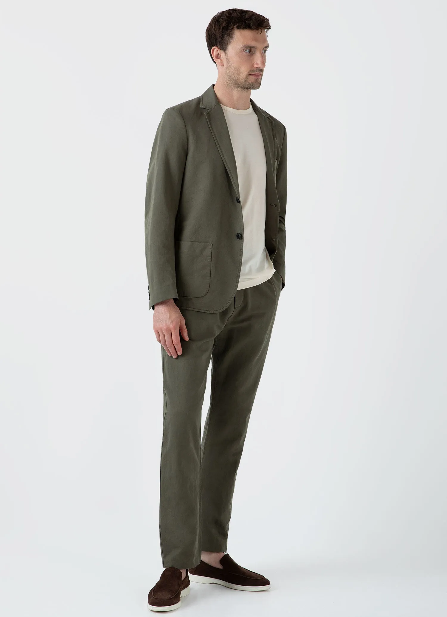 Men's Cotton Linen Drawstring Trouser in Khaki