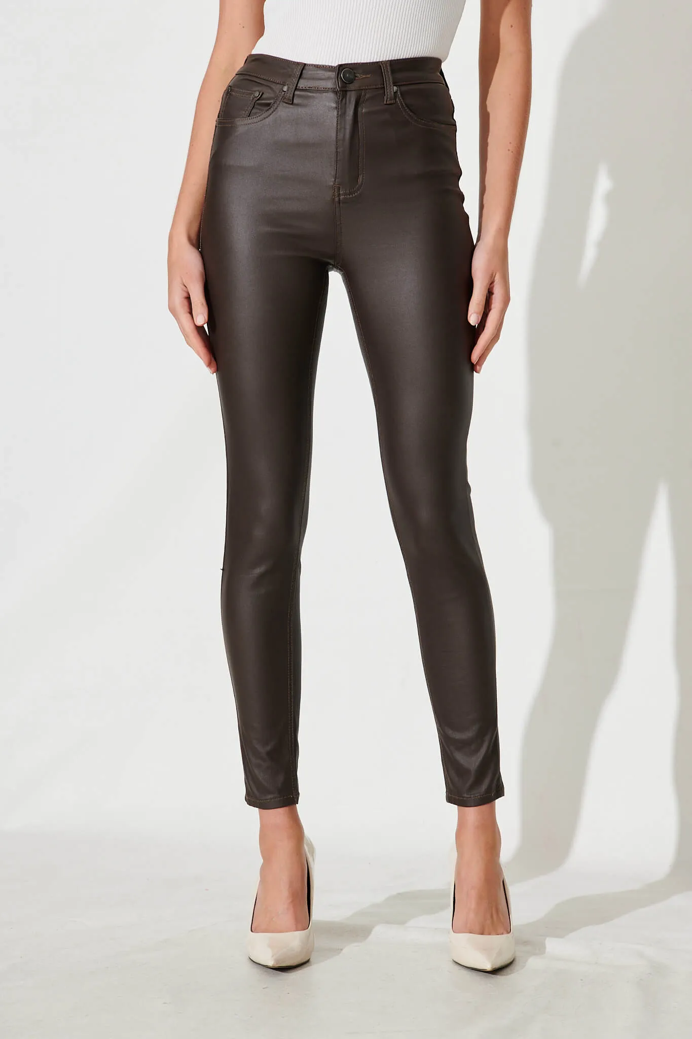 Merley Skinny Pants In Chocolate Leatherette