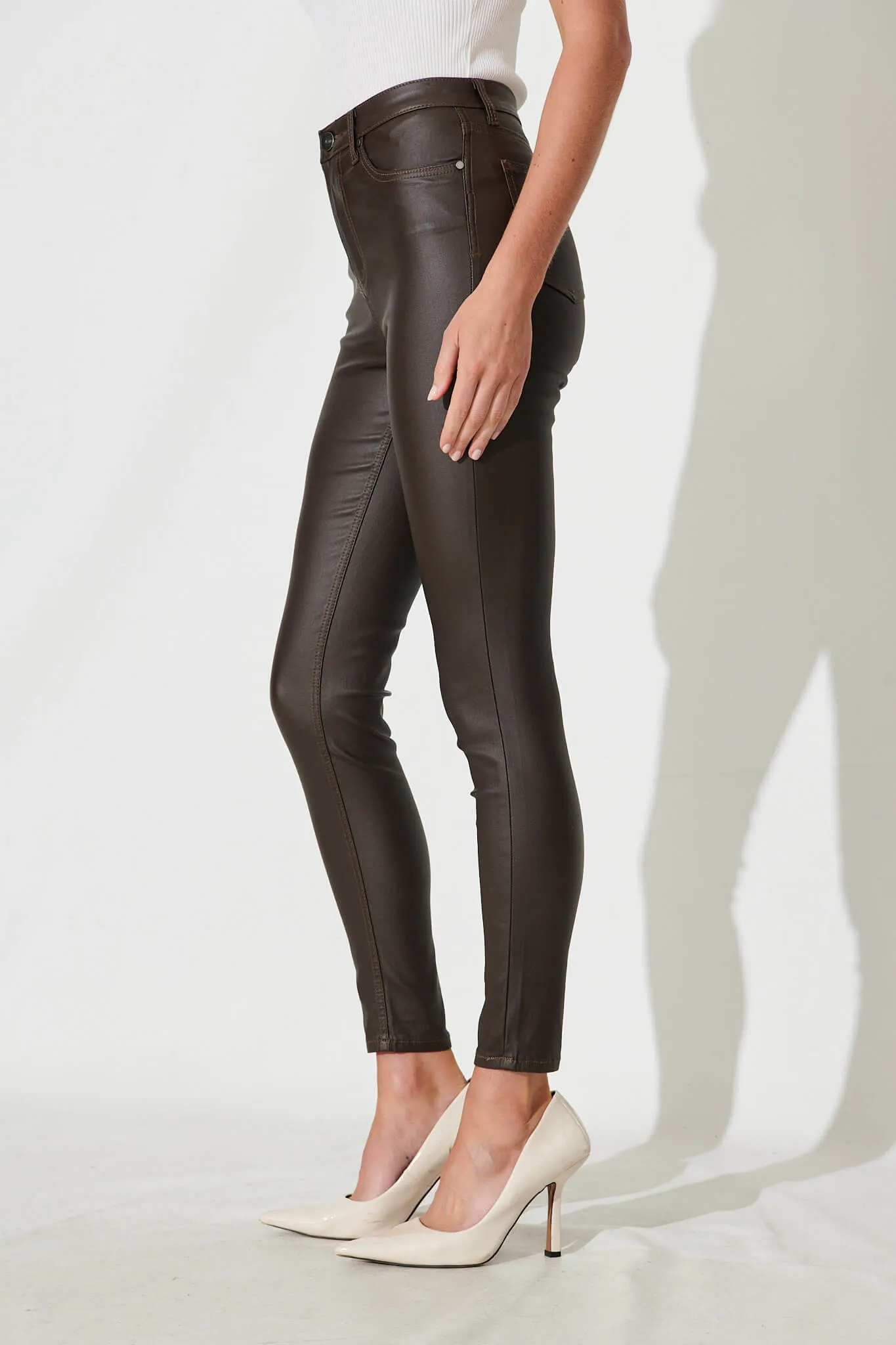 Merley Skinny Pants In Chocolate Leatherette