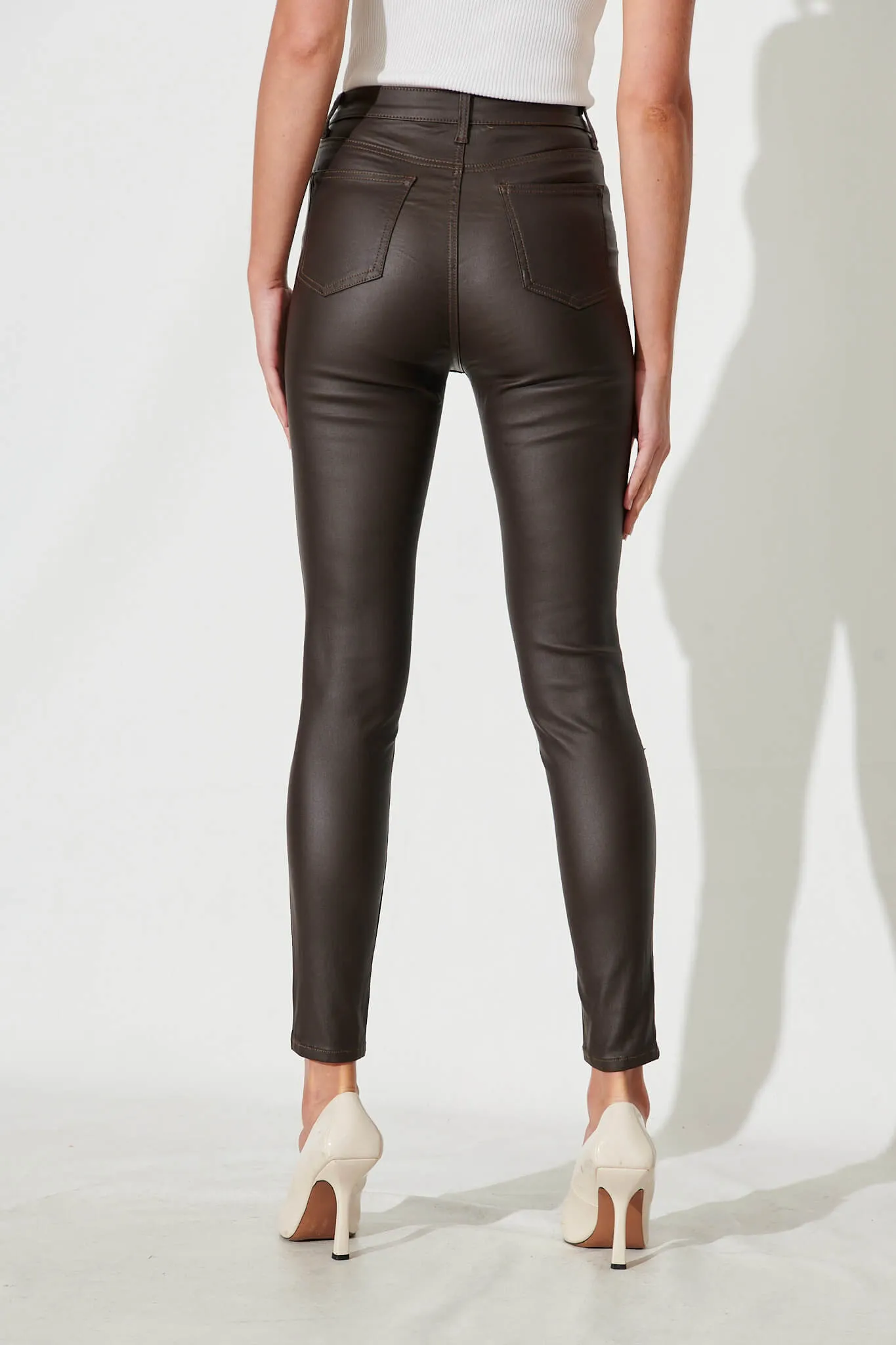 Merley Skinny Pants In Chocolate Leatherette