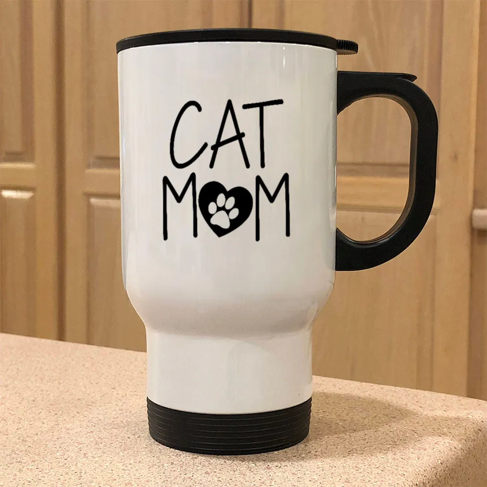 Metal Coffee and Tea Travel Mug Cat Mom