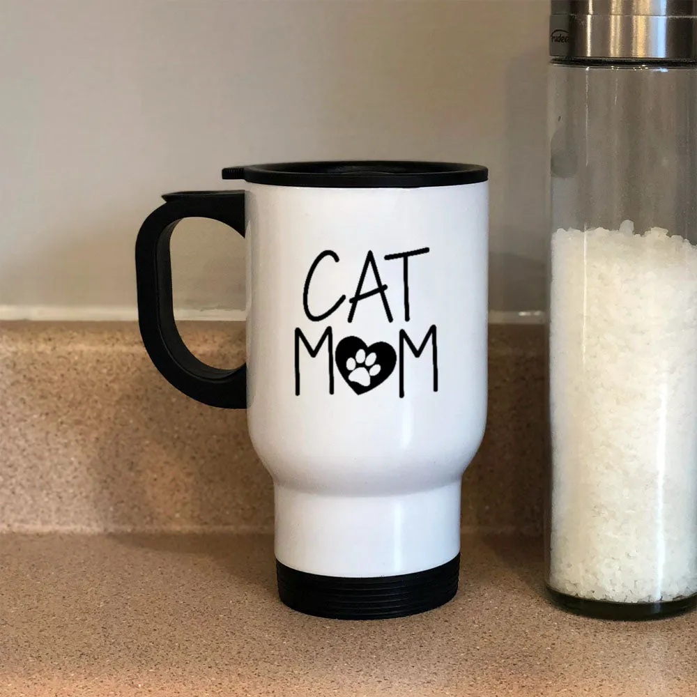 Metal Coffee and Tea Travel Mug Cat Mom