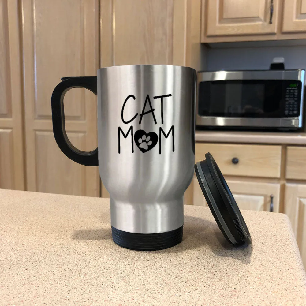 Metal Coffee and Tea Travel Mug Cat Mom