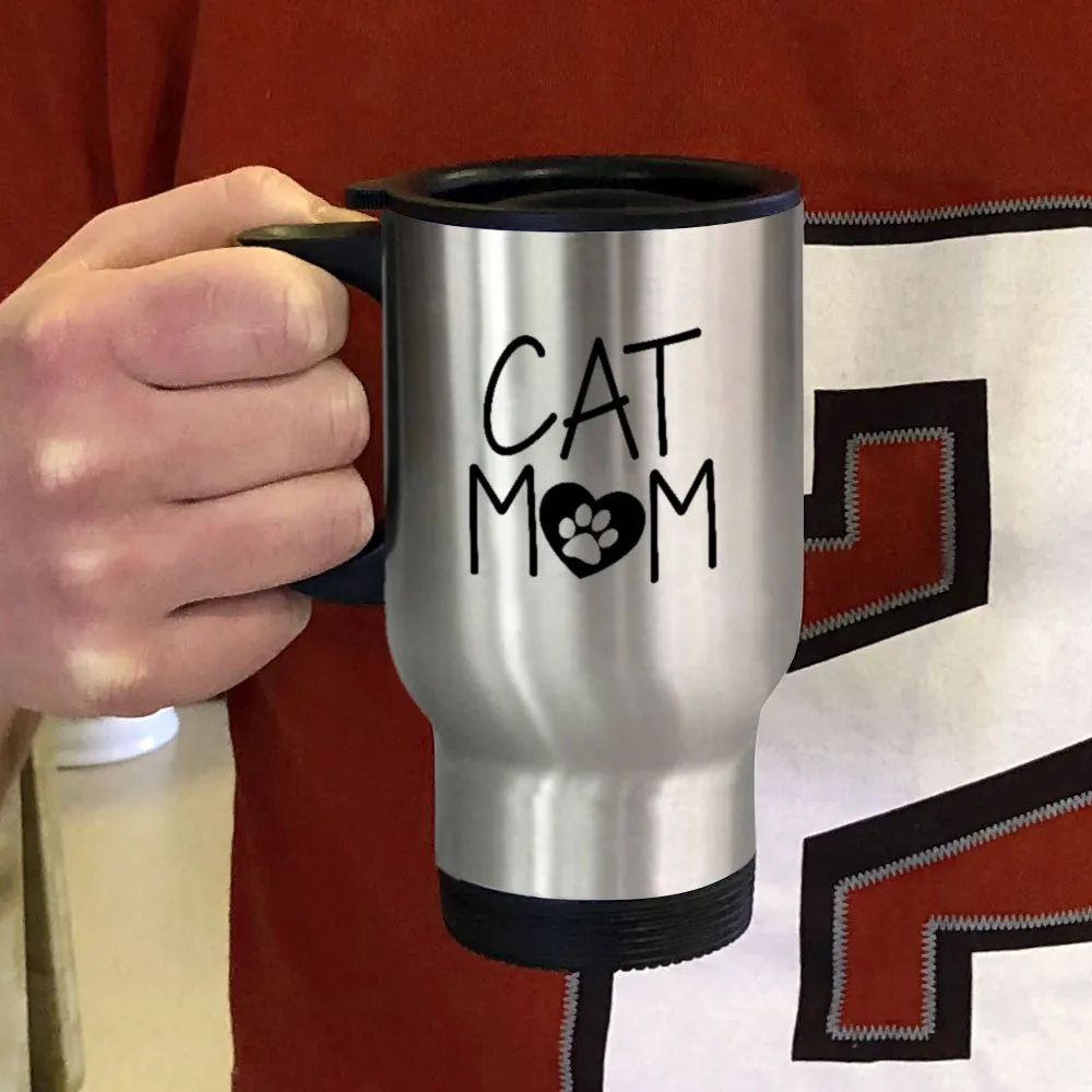 Metal Coffee and Tea Travel Mug Cat Mom