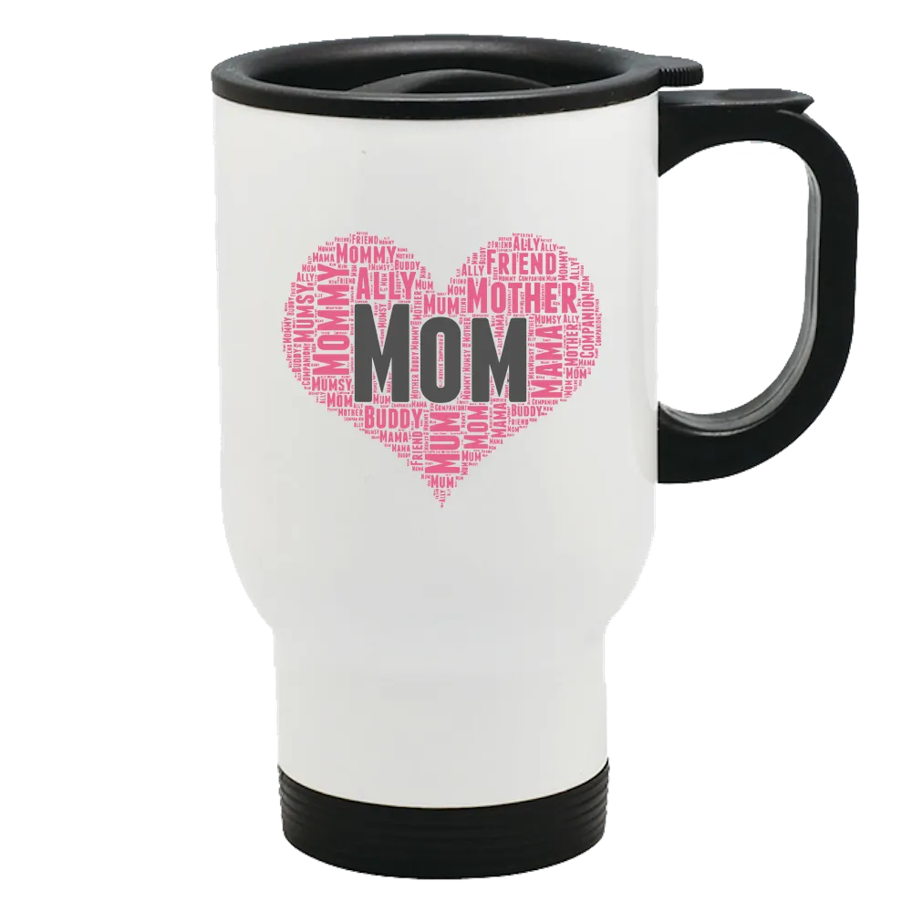 Mom Heart Metal Coffee and Tea Travel Mug