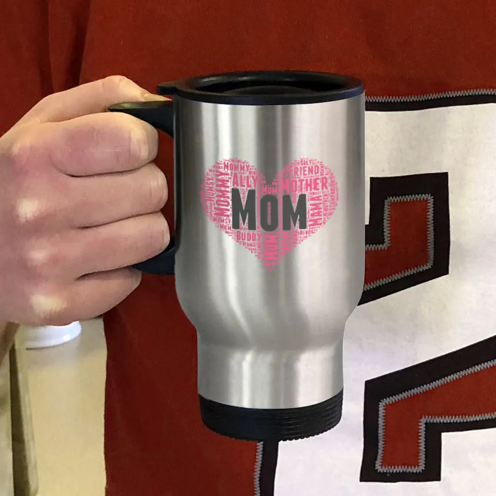 Mom Heart Metal Coffee and Tea Travel Mug