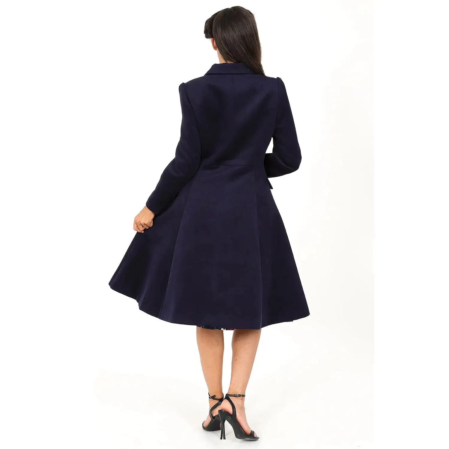 Navy Blue Vintage Winter Swing Coat