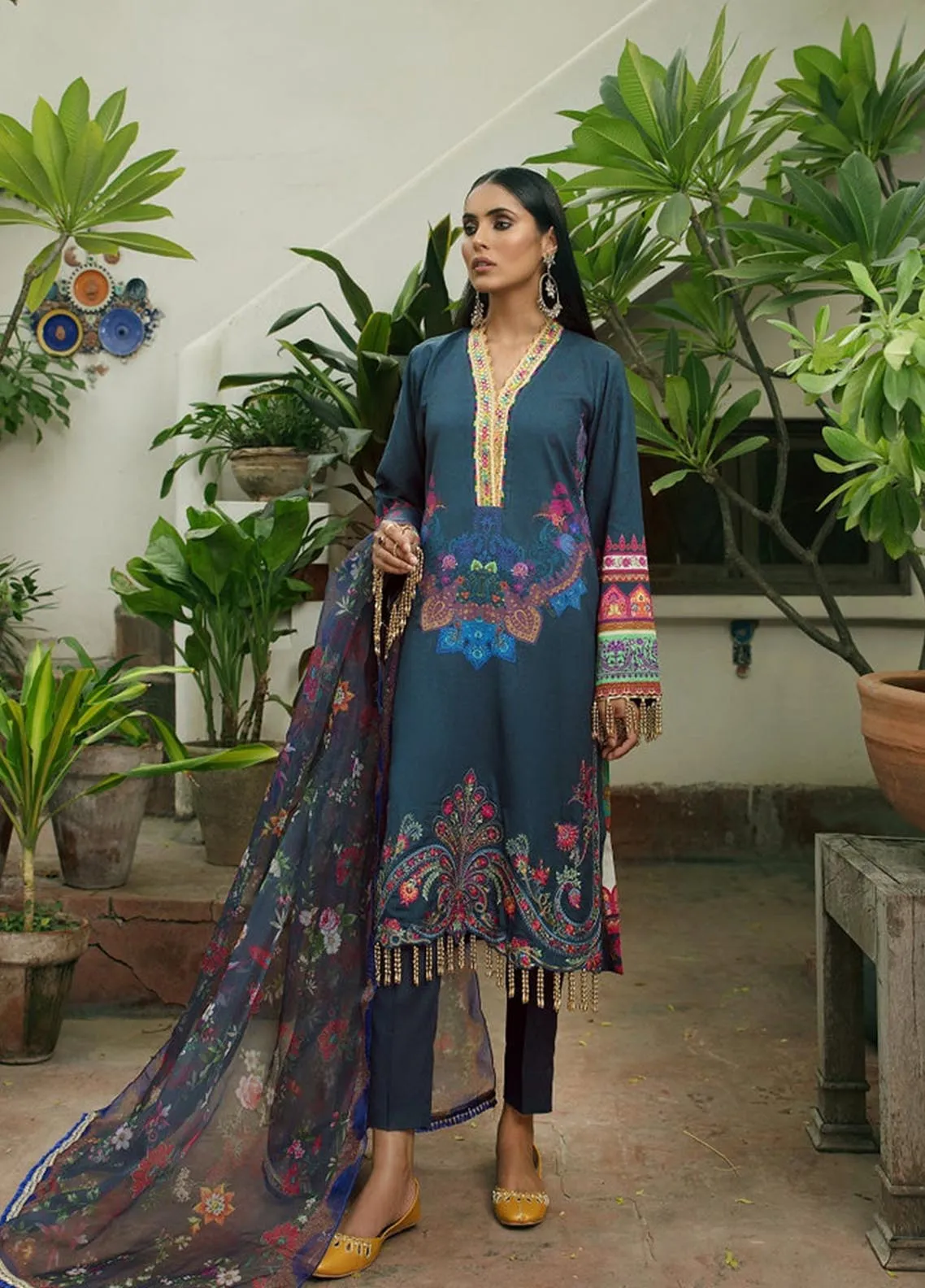 Nissa By Rajbari Embroidered Linen Unstitched 3 Piece Suit - 4B