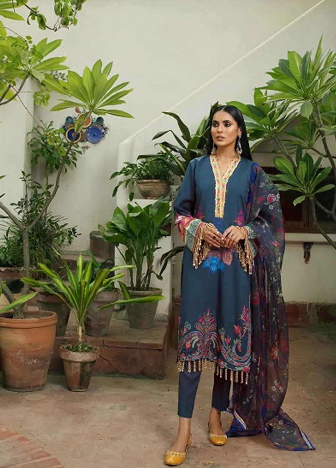 Nissa By Rajbari Embroidered Linen Unstitched 3 Piece Suit - 4B