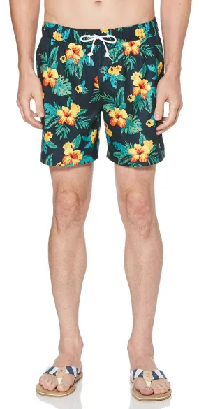 Original Penguin Floral Elastic Volley Swim Shorts Dark Sapphire