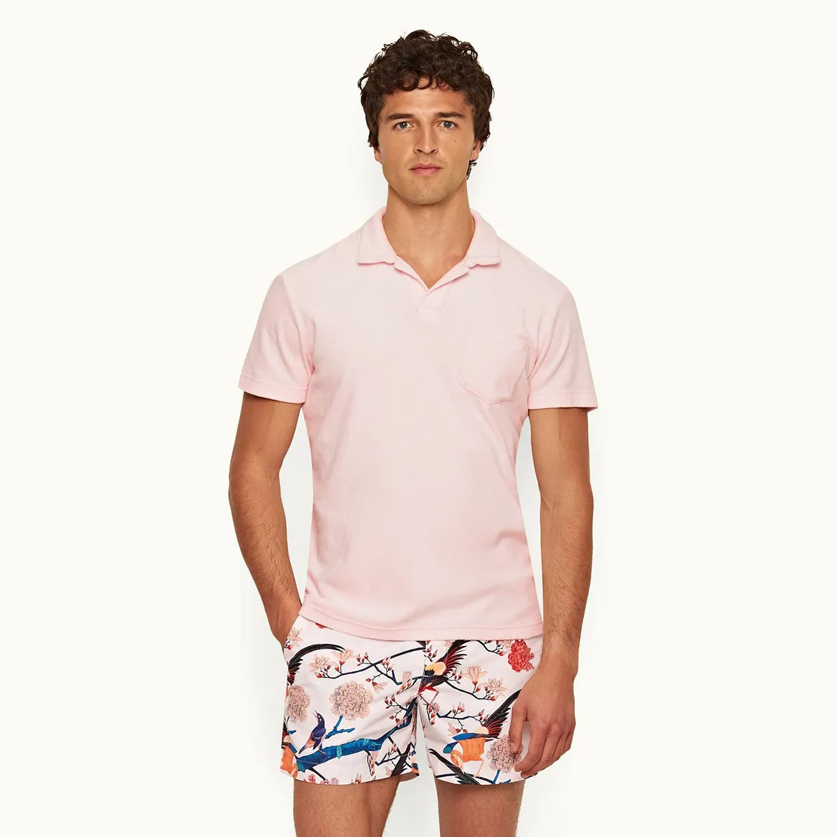 Orlebar Brown - Terry Towelling Polo in Rose