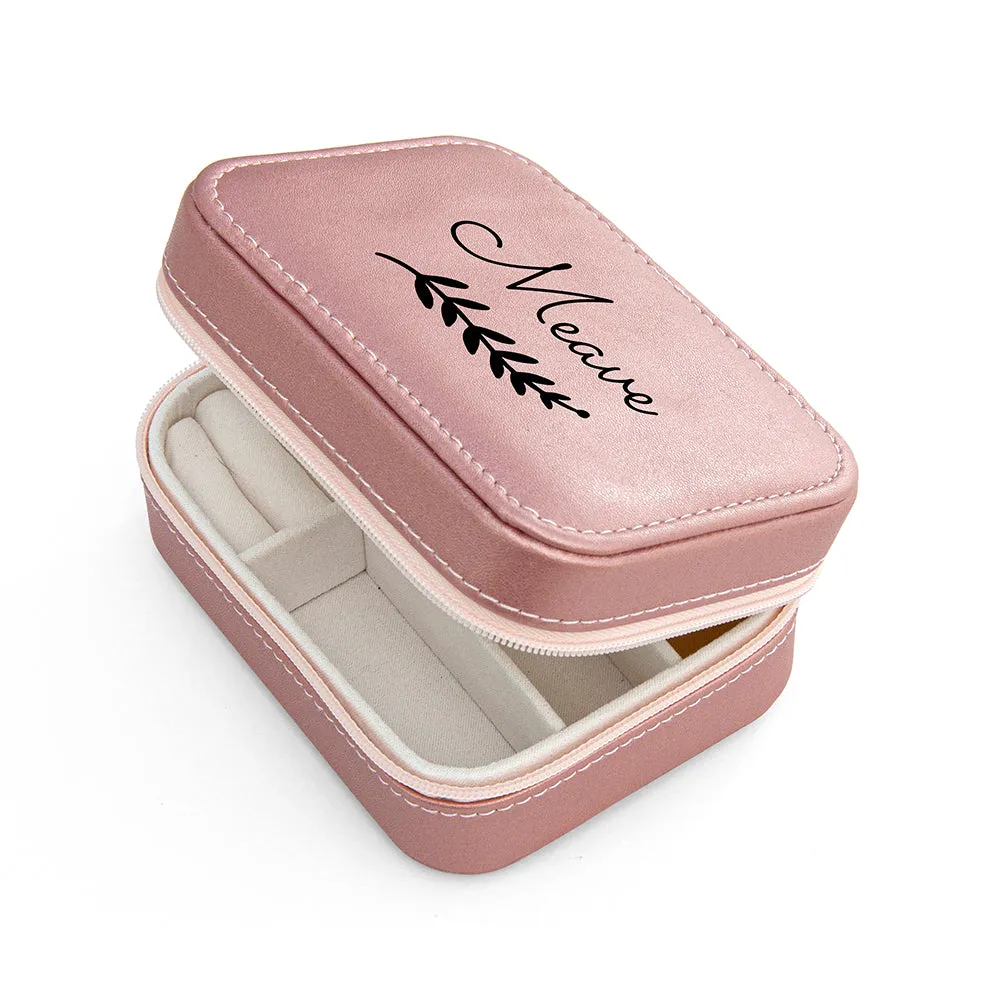 Personalised Wreath Pink Travel Jewellery Case