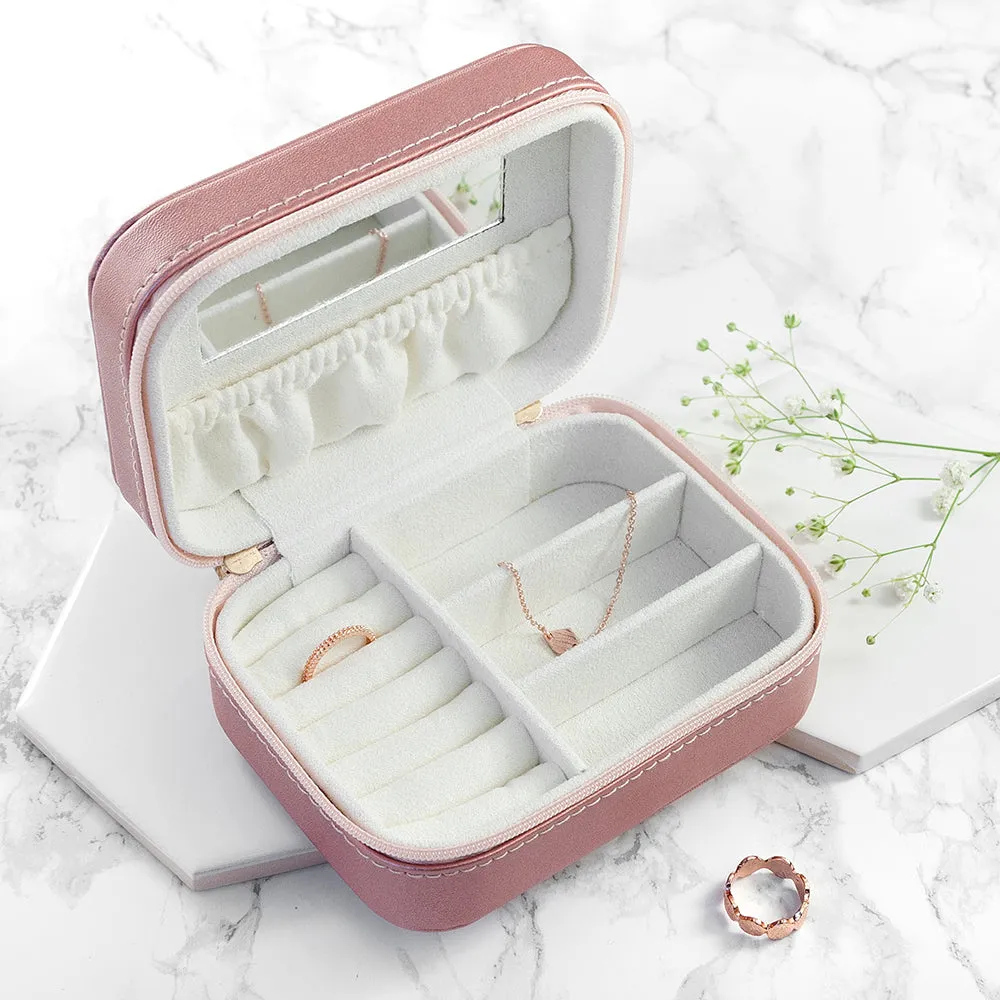 Personalised Wreath Pink Travel Jewellery Case