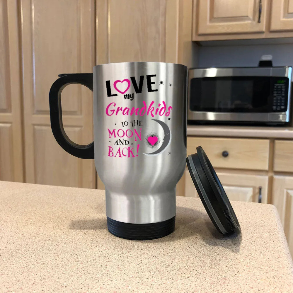 Personalized Metal Coffee and Tea Travel Mug Love My Grandkids To the Moon and Back