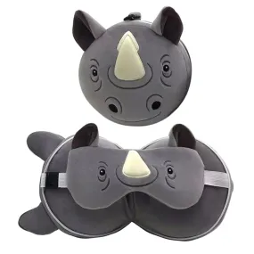 Relaxeazzz Travel Pillow & Eye Mask - Rhino CUSH339