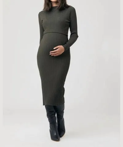 Ripe Nella Nursing Knit Dress In Ivy