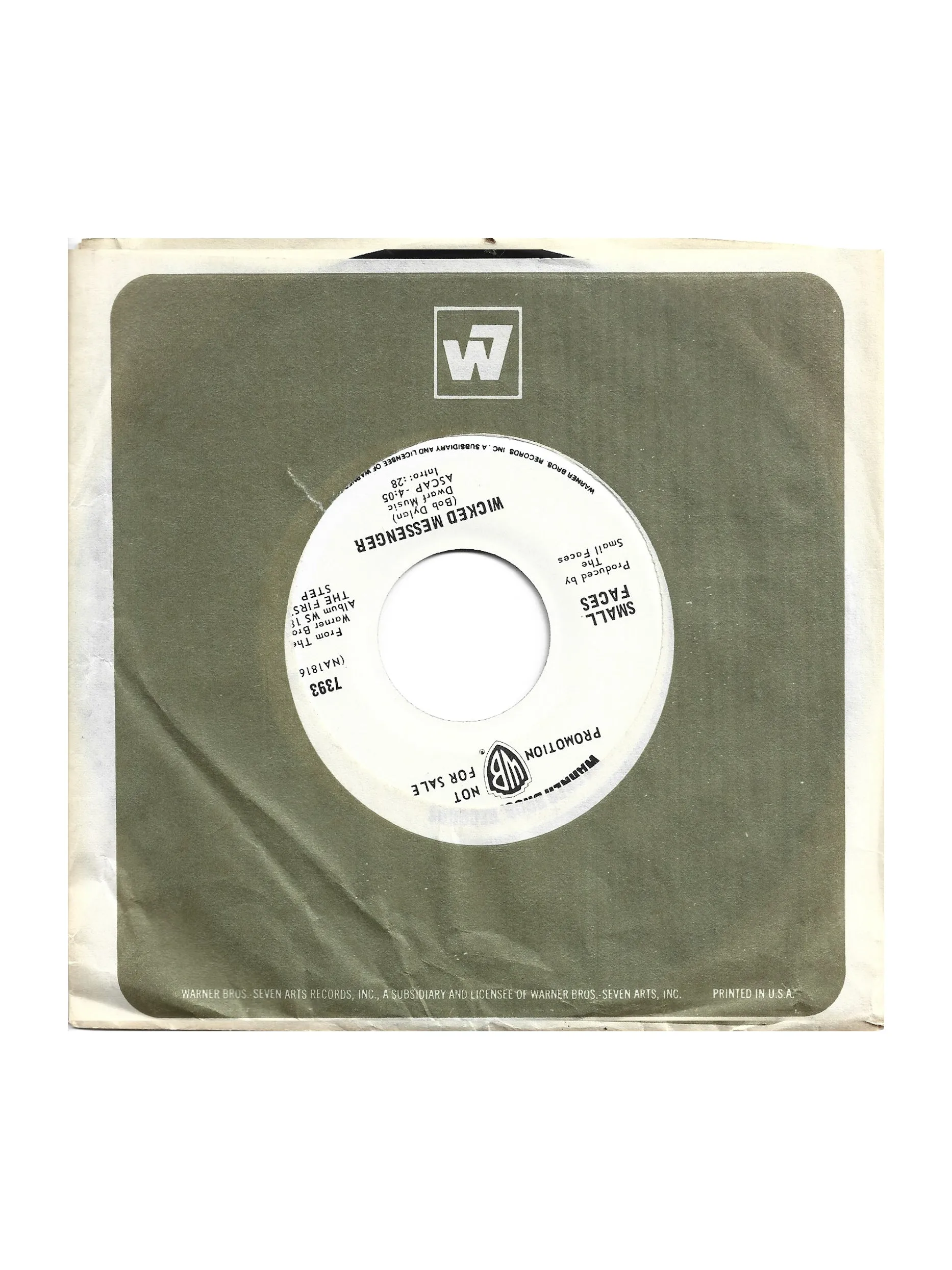 Rod Stewart  – Small Faces – Around The Plynth 7 Inch Vinyl US Warner Promo  Preloved:1970