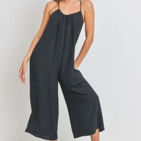 Sea Side Adjustable Straps Jumpsuit Black