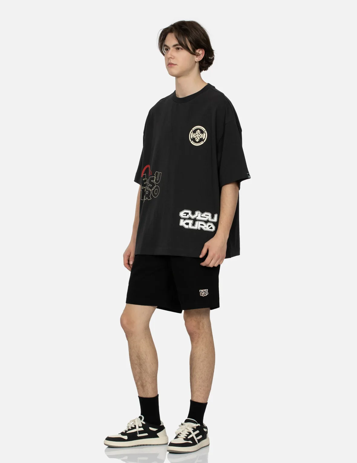 Seagull and Logo Print Relax Fit Panel Shorts