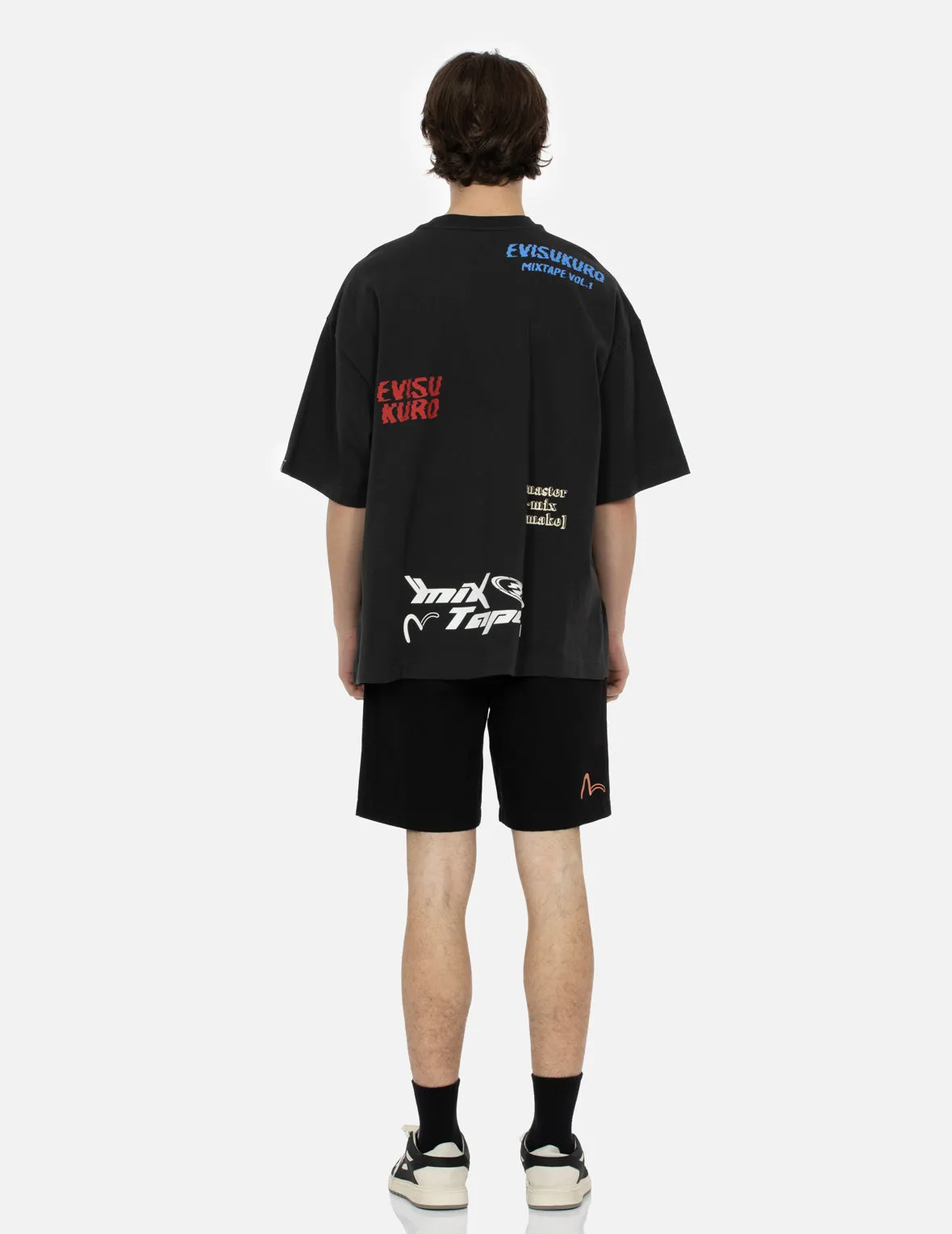 Seagull and Logo Print Relax Fit Panel Shorts