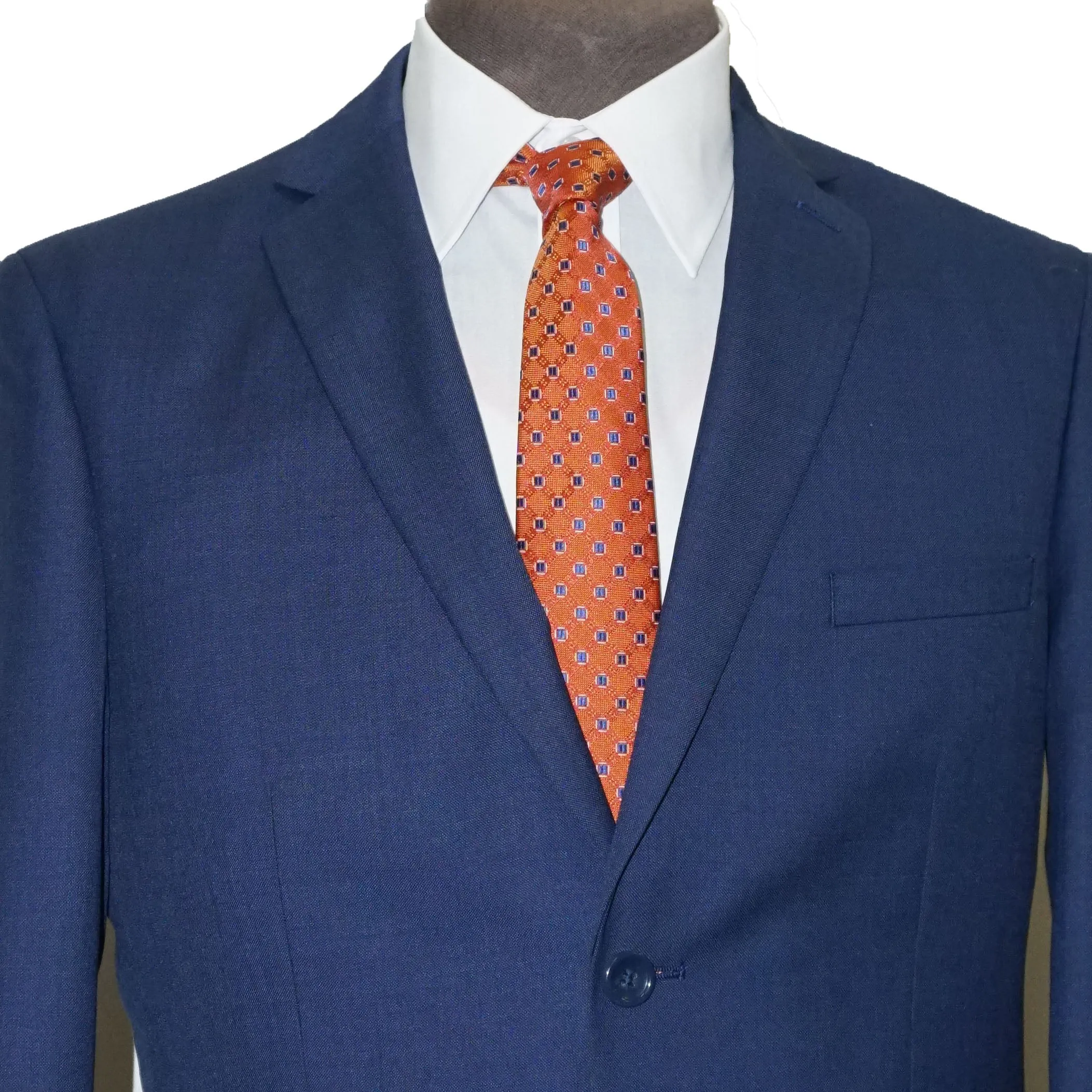 Slim Fit 2 Pants Wool Blend Suit - Mid Blue