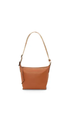 Small Cubi Crossbody Bag in Supple Smooth Calfskin and Jacquard - Tan