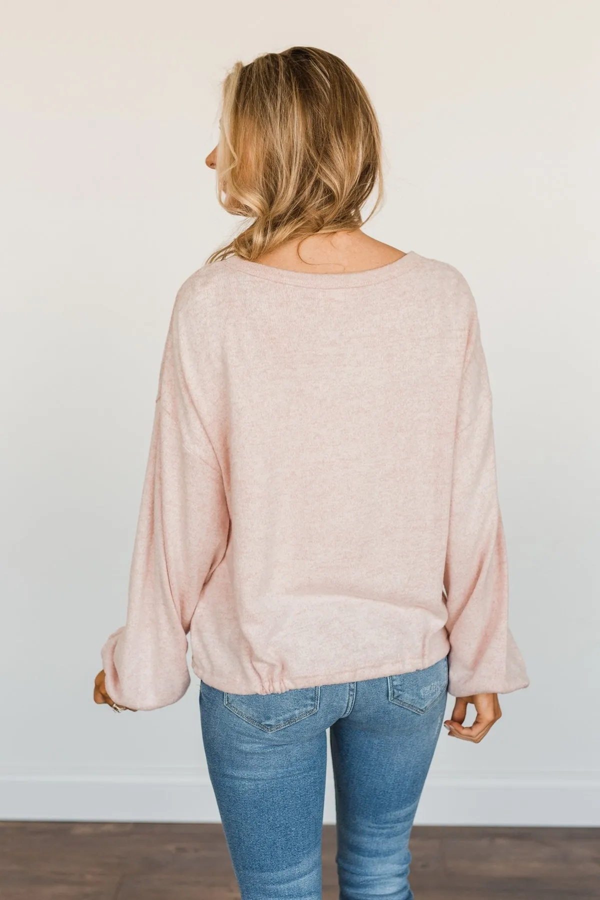 Social Butterfly Drawstring Pullover Top- Dusty Pink