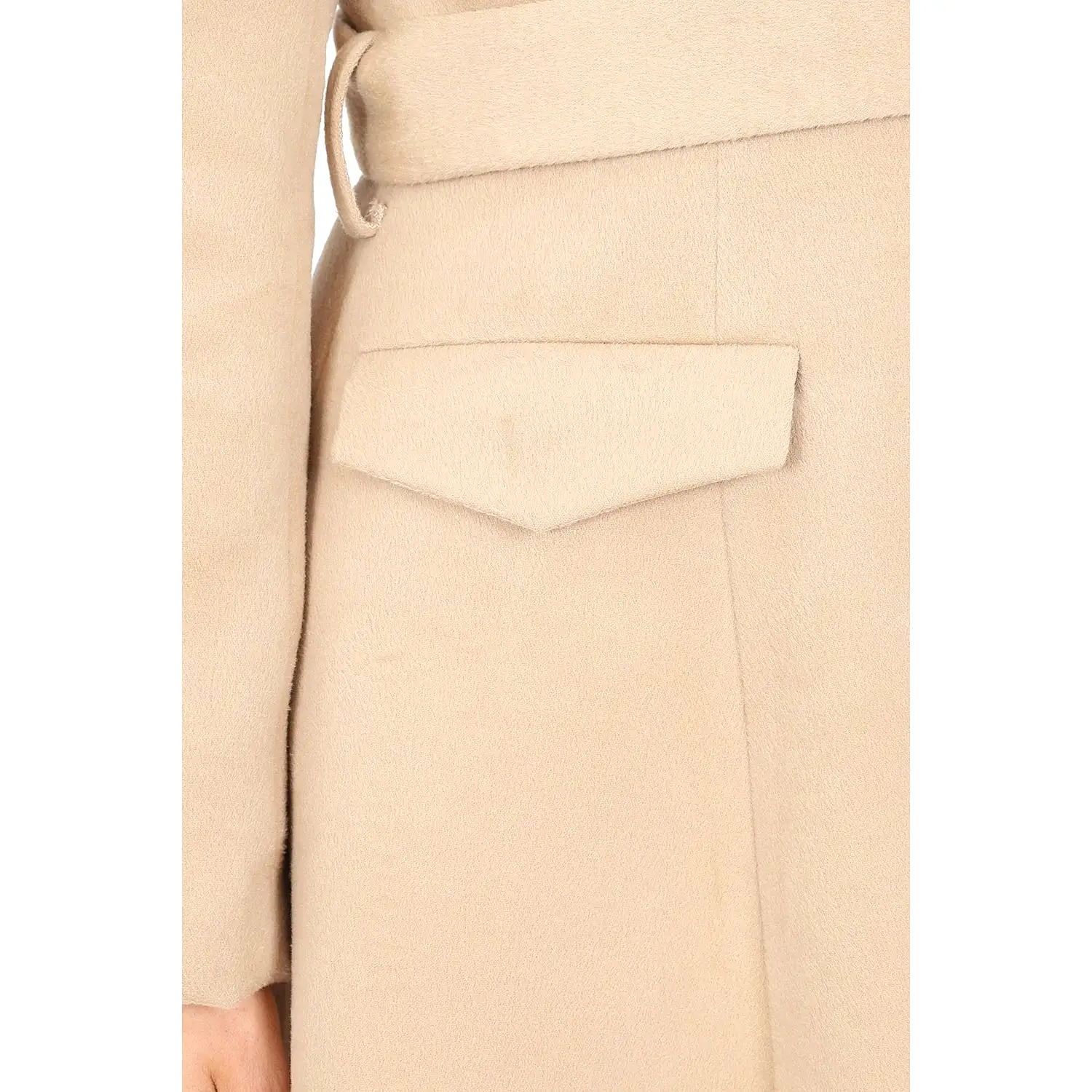 Soft Beige Caramel Vintage Winter Swing Coat With Detachable Collar