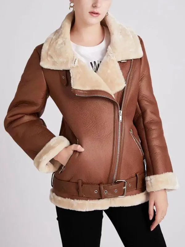 Street Fashion Motorcycle Fur Winter Coat