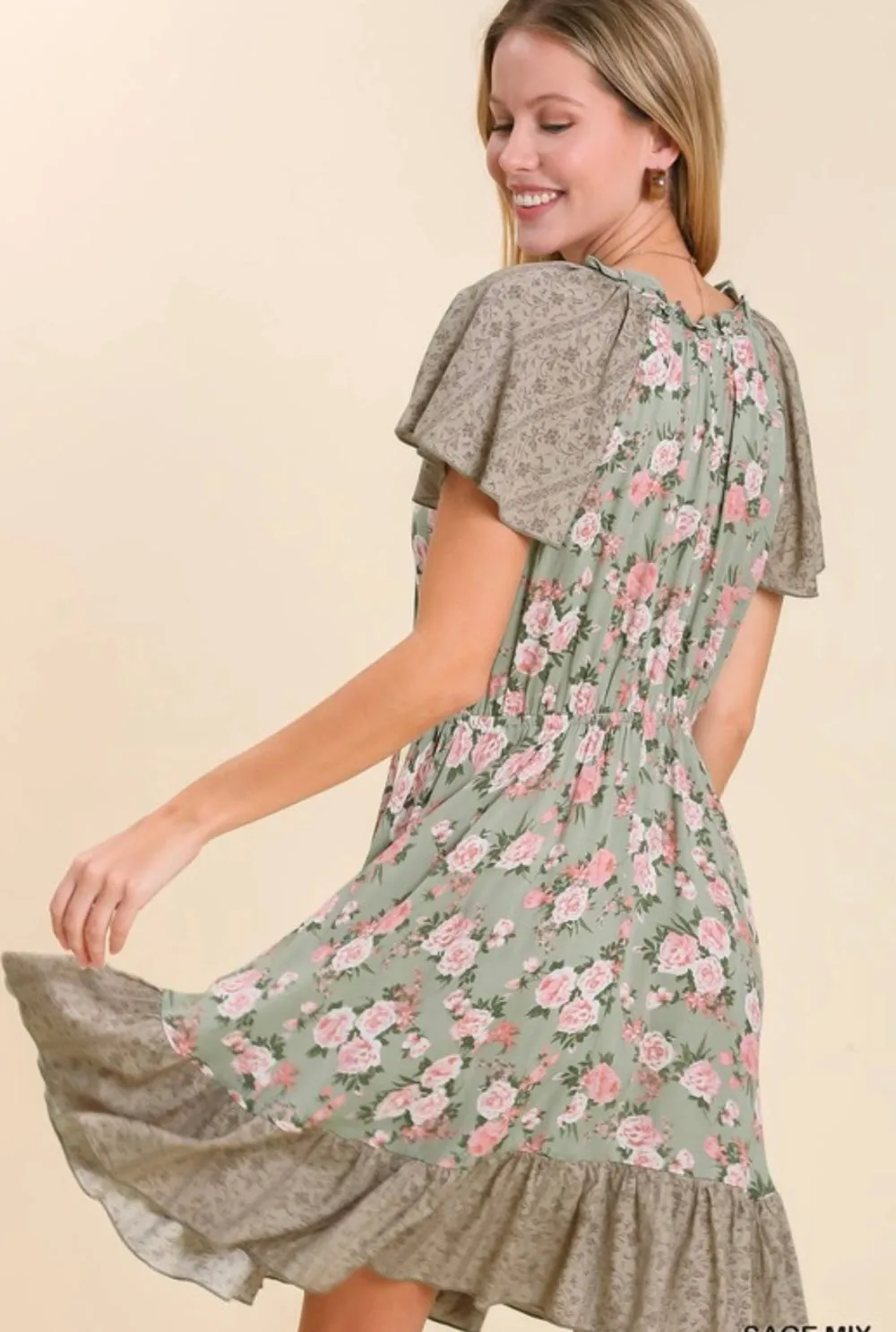 The Dante Floral Sage Dress